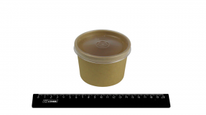 Контейнер суповой бумажный крафт на 240мл (d-75мм, h-60мм), с пластиковой крышкой ECO SOUP 8C ECONOM(25/250).600-0sup8C