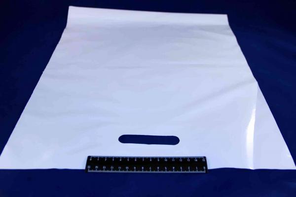 Пакет ПВД белый, с вырубной ручкой 30*40 80мкм, активированный, для шелкографии.5678/01