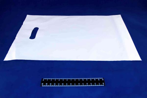 Пакет ПВД белый, с вырубной ручкой 40*50 50мкм, активированный, для шелкографии.5678/0211