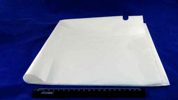 Пакет ПВД белый, с вырубной ручкой 70*60 80мкм, активированный, для шелкографии.5678/04-1