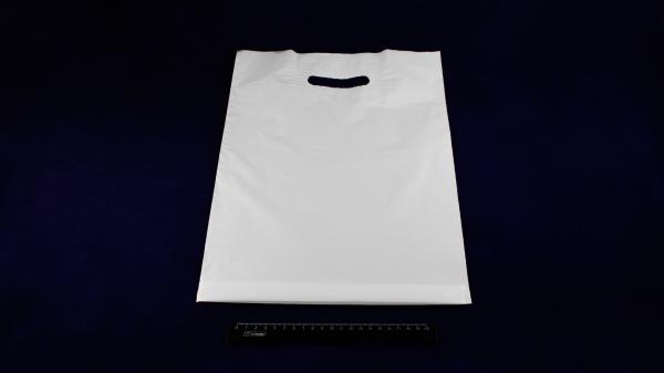 Пакет ПВД белый, с вырубной ручкой 30*40 50мкм, активированный, для шелкографии.5678/01-122
