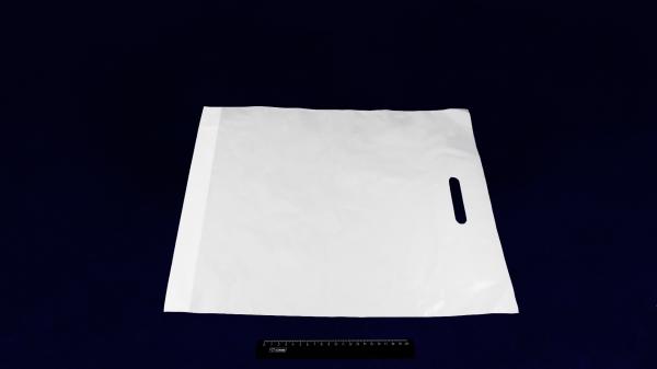 Пакет ПВД белый, с вырубной ручкой 50*60 50мкм, активированный, для шелкографии.5678/0499