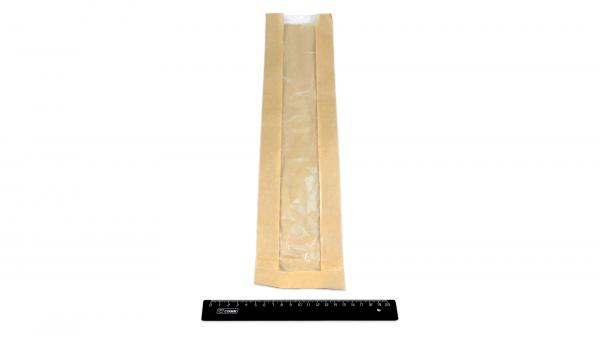 Пакет бумажный Крафт 470*110*40мм с полипропиленовым окном 50мм (100).3830/470-1