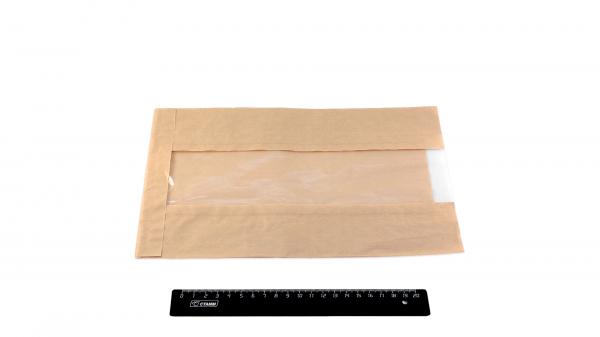 Пакет бумажный Крафт 300*170*70мм с полипропиленовым окном 60мм (100).3830/2999w