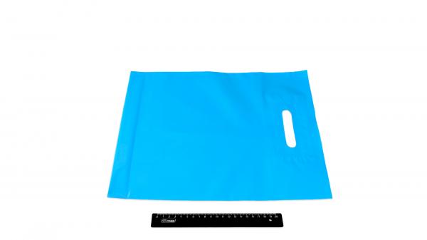Пакет ПВД голубой, с вырубной ручкой 30*40 70мкм, активированный, для шелкографии.5678/01g