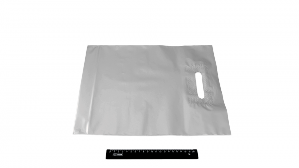 Пакет ПВД серебро, с вырубной ручкой 30*40 70мкм, активированный, для шелкографии.5678/01s