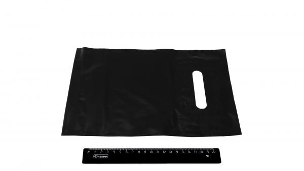 Пакет ПВД черный, с вырубной ручкой 20*30 50мкм, активированный, для шелкографии.5678/03b