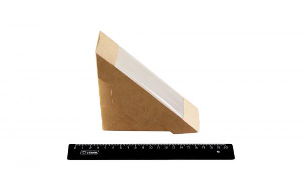 Контейнер крафт треугольный для сэндвичей, 130мм*130мм*50мм ECO SANDWICH 50 (50/300).Kr1-0032new