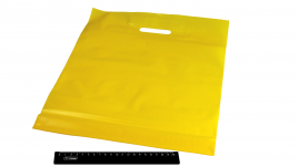 Пакет ПВД желтый, с вырубной ручкой 40*50 80мкм, активированный, для шелкографии.5678/91t