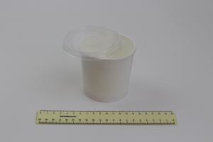 Контейнер суповой бумажный белый на 300мл (h=85мм), с прозрачной пластиковой крышкой (d=90мм) (500).600-0sup