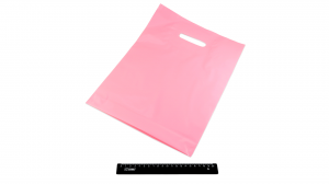 Пакет ПВД розовый, с вырубной ручкой 30*40 70мкм, активированный, для шелкографии.5678/01r