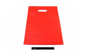 Пакет ПВД красный, с вырубной ручкой 40*50 50мкм, активированный, для шелкографии.5678/090k