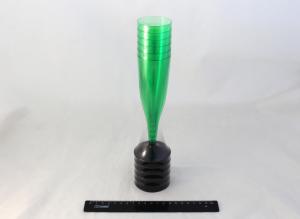 Фужер-бокал для шампанского 100мл, Зеленый, низкая черная съёмная ножка (6шт).1507/13-11g