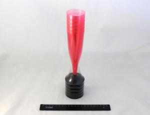 Фужер-бокал для шампанского 100мл, Красный, низкая черная съёмная ножка (6шт).1507/13-11r