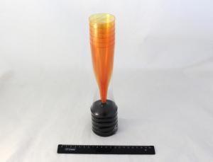 Фужер-бокал для шампанского 100мл, Оранжевый, низкая черная съёмная ножка (6шт).1507/13-11o