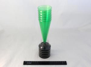Фужер-бокал для шампанского в виде конуса, 150мл, Зеленый, низкая черная съёмная ножка (6шт).1507/13-111g