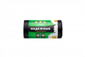 Мешок мусорный ПСД 35 л. (30шт/20рул) с ушками черные НАДЕЖНЫЕ 05000575012.ВЛ03130(У)-uds