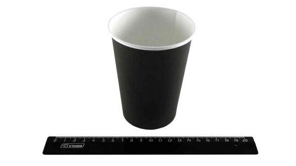 Стакан бумажный 300 мл ЧЕРНЫЙ, для горячих напитков.7П00/72-Black3