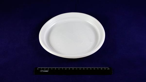 Тарелка десертная одноразовая пластиковая белая d=205мм, ИнтроПластик (100/2000).1306/0in