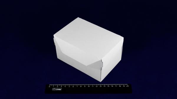 Контейнер крафт БЕЛЫЙ снаружи (коробка) ламинированный внутри 150мм*100мм*85мм, без окна, Eco Cake 1200 (250шт).28979-L201-1