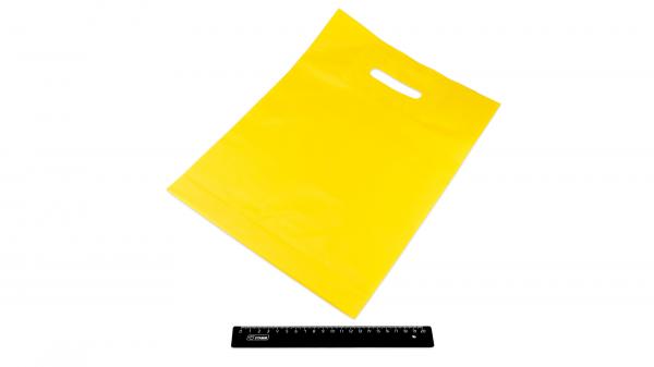 Пакет ПВД желтый, с вырубной ручкой 30*40 70мкм, активированный, для шелкографии.5678/01j