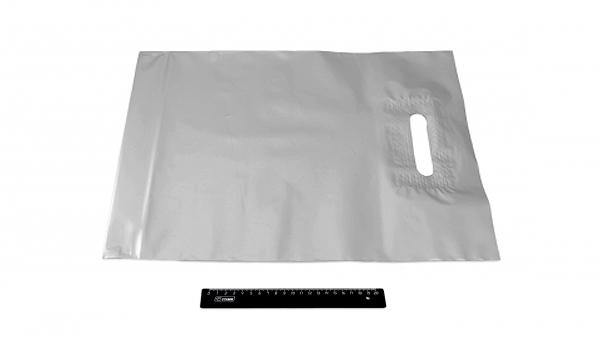 Пакет ПВД серебро, с вырубной ручкой 40*50 70мкм, активированный, для шелкографии.5678/09s