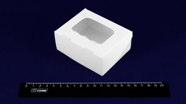 Коробка сборная 90мм*70мм*40мм, без печати, с окном, белая снаружи, ламинация.600К11