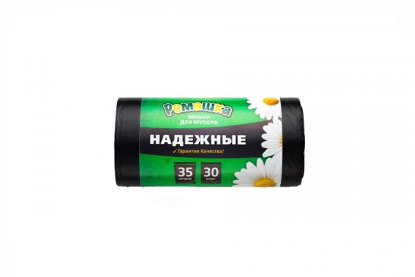 Мешок мусорный ПСД 35 л. (30шт/20рул) с ушками черные НАДЕЖНЫЕ 05000575012.ВЛ03130(У)-uds