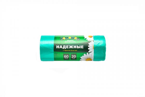 Мешок мусорный ПСД 60 л. (20шт/20рул) с ушками ЗЕЛЕНЫЕ НАДЕЖНЫЕ 06000740015.ВЛ06820 (У)-uds