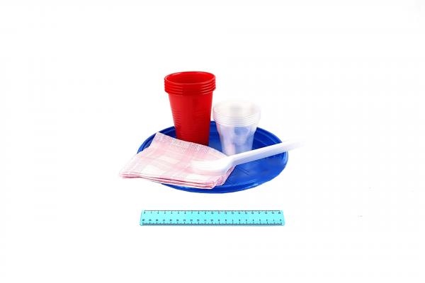 Набор NEW  5 персон/БЕЗ Этикетки (30уп) Тар.БЕЛ.d=205, ст.100гр, ст.ЦВ.0,200, Вилка, Салфетка, упак