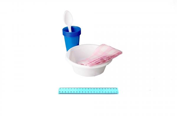 Набор  Суповой  (25уп) Без Этикетки/4 предм.*5 персон (Миска Бел, Ст.Цв. 0,2, Ложка ст, Салфетка цв).1961/121-uds