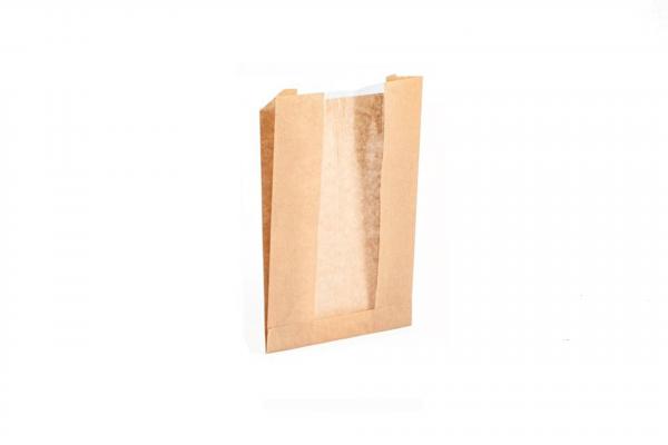 Пакет бумажный 250*140*60 мм. крафт с окном 60 мм. (100шт/2000) Альянс.3826/214-uds