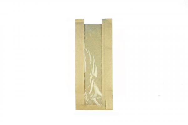 Пакет бумажный 330х110х40 мм. крафт с окном 50 мм. (100шт/уп/3000) РМЦ.3828/062-uds