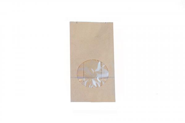 Пакет бумажный 100*60*200 мм. с круглым окном 70 мм. крафт (500шт/кор).3830/16-uds