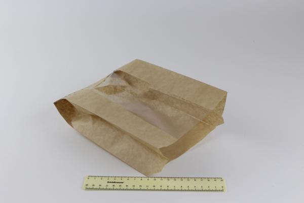 Пакет бумажный Крафт 260*170*80мм с полипропиленовым окном 80мм (100).3830/290-1