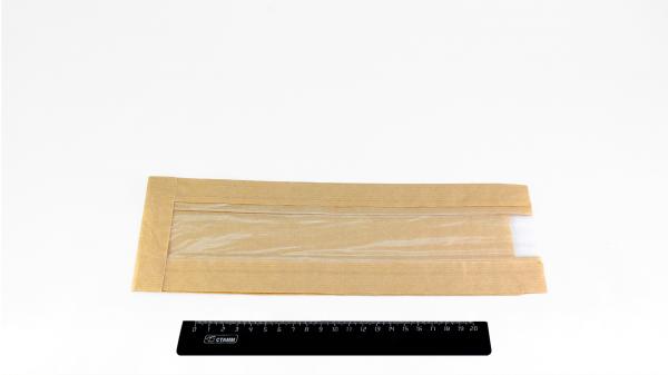 Пакет бумажный Крафт 300*100*60мм с полипропиленовым окном 50мм (100).3830/290w