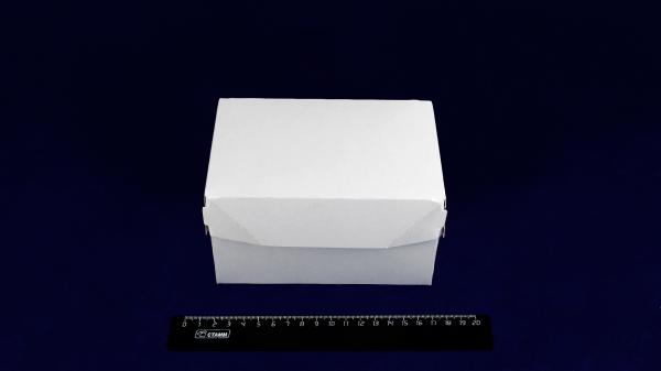 Контейнер крафт БЕЛЫЙ снаружи (коробка) ламинированный внутри 150мм*100мм*85мм, без окна, Eco Cake 1200 (250шт).28979-L201-1
