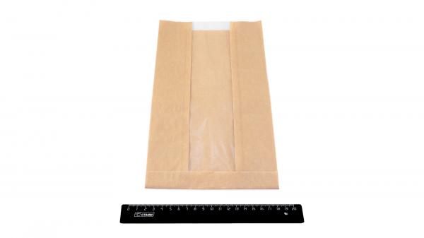 Пакет бумажный Крафт 300*170*70мм с полипропиленовым окном 60мм (100).3830/2999w