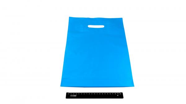 Пакет ПВД голубой, с вырубной ручкой 30*40 70мкм, активированный, для шелкографии.5678/01g