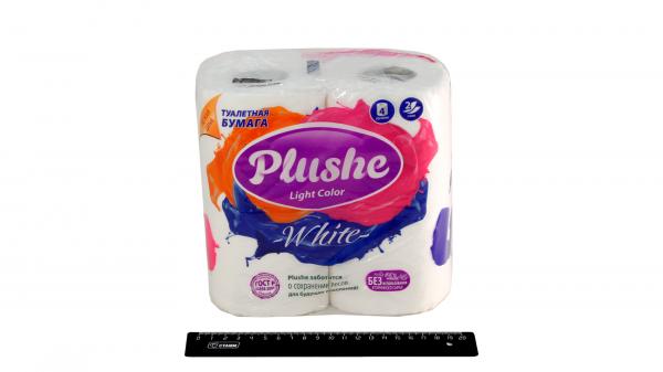 Бумага туалетная двухслойная "Plushe Classic" белая, без ароматизатора (4шт/упак).2648/9nn