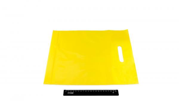 Пакет ПВД желтый, с вырубной ручкой 30*40 50мкм, активированный, для шелкографии.5678/09j