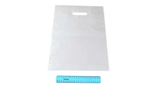 Пакет ПВД белый, с вырубной ручкой 30*40 60мкм, активированный, для шелкографии.5678/009p