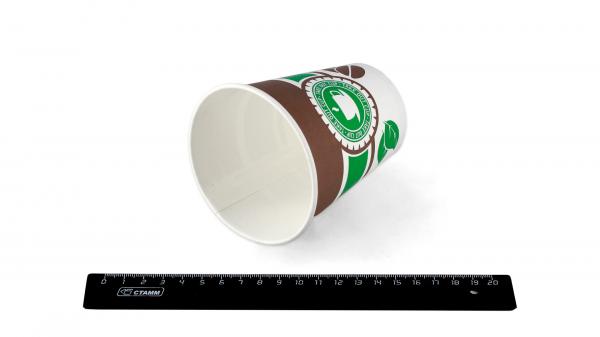 Стакан бумажный 250 мл, Зелёно-коричневый "Чай Кофе", для горячих напитков.7П00/73-2