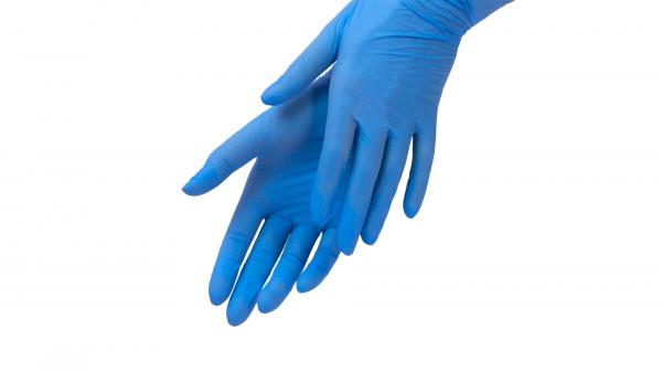 Перчатки нитриловые неопудренные смотровые синие "M" bi-safe (50пар в упаковке).3802/99bn
