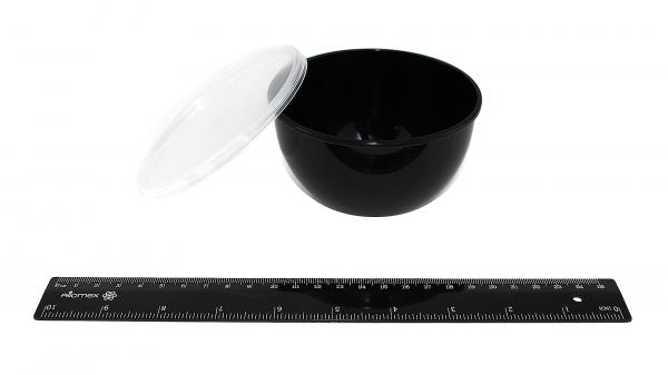 Контейнер с крышкой (плошка) ЧЕРНОЕ ДНО!, на 360мл, круглый, для супа, d=112мм, h=55мм (500).1645/b35