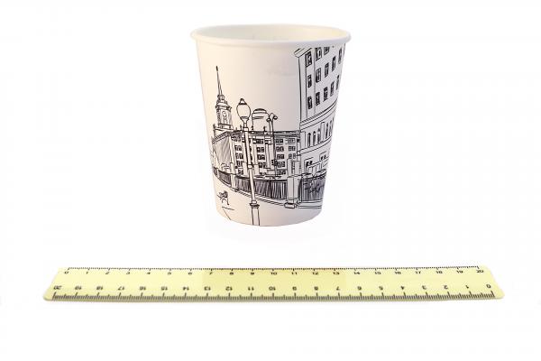 Стакан бумажный 250 мл, с рисунком "Города", для горячих напитков.7П00/75-2